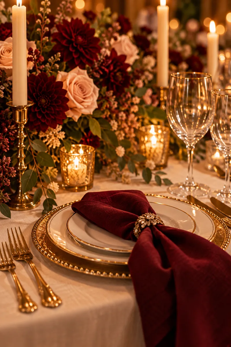 Floral tablescape set for a celebration