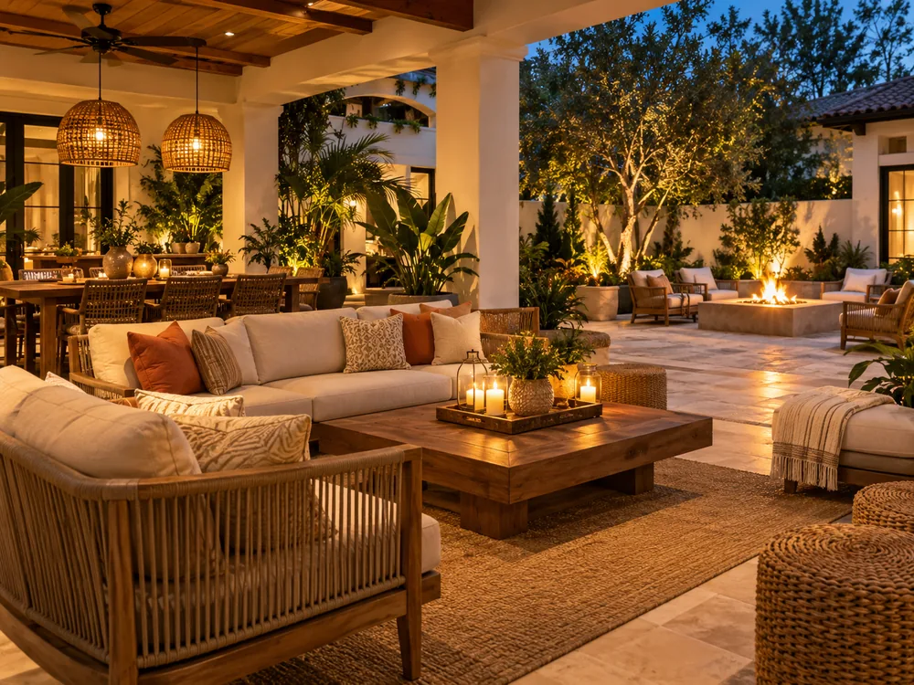 Outdoor group gathering and dining space